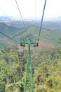 Cable cabs are running on high wire at Bana Hills and Bana Hills is interesting tourist famous tourist in Danang, Vietnam.