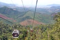 Cable cabs are running on high wire at Bana Hills and Bana Hills is interesting tourist famous tourist in Danang, Vietnam.