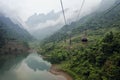 Cable car above Heaven-Linking Avenue in Tianmen