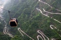 Cable car above Heaven-Linking Avenue in Tianmen mountain, China Royalty Free Stock Photo