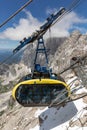 Cable car approaching the Austrian Dachstein glacier mountain st