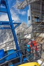 Cable car approaching the Austrian Dachstein glacier mountain stattion