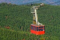 Cable car at high altitude-view from Postavaru peak,Poiana Brasov, Romania, Transylvania - Carpathian mountains - telecabina Royalty Free Stock Photo