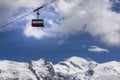 Cable car on the background of Mont Blanc. Chamonix. Alps.