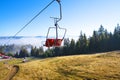 Cable car, beautiful views in the autumn of Pilipets-Ukraine Royalty Free Stock Photo