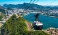 A cable car brings tourists to the Sugar Mountain in Rio de Janeiro, Brazil