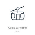 Cable car cabin icon. Thin linear cable car cabin outline icon isolated on white background from winter collection. Line vector Royalty Free Stock Photo