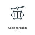 Cable car cabin outline vector icon. Thin line black cable car cabin icon, flat vector simple element illustration from editable Royalty Free Stock Photo