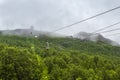 Cable car cabins going up and down in Tromso Royalty Free Stock Photo