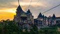 Cable car, castle, Ba Na hill, Da Nang, Vietnam Royalty Free Stock Photo