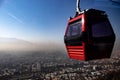 cable car, Chile, with the city in the background