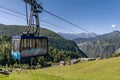 The cable car that connects Chamois with Buisson, Aosta Valley, Italy, in the summer season Royalty Free Stock Photo