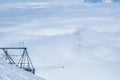 Cable car in fog from above on the mountain Schilthorn, Switzerland Royalty Free Stock Photo