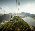 Cable car going to Sugarloaf mountain in Rio de Janeiro, Brazil