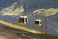 Cable car gondola in Alps mountains near Livigno lake Italy Royalty Free Stock Photo