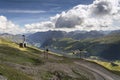 Cable car gondola in Alps mountains near Livigno lake Italy Royalty Free Stock Photo