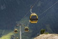 Cable car gondola in Alps mountains near Livigno lake Italy Royalty Free Stock Photo