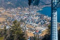 Cable car with gondola lift on the ZwÃÂ¶lferhorn at Lake Wolfgang with Sankt Gilgen in the Salzkammergut Royalty Free Stock Photo