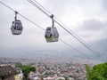 Cable car or gondola in Medellin, Colombia,. Public transport in Medellin is also a gondola Royalty Free Stock Photo