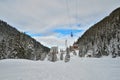 Cable car gondola ski lift. Balea Lake, Romania