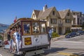 Cable Car on Hyde Street and Alcatraz, San Francisco Royalty Free Stock Photo