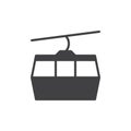 Cable car icon vector, filled flat sign, solid pictogram isolated on white.