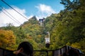 Cable car on Kachi Kachi ropeway at Lake Kawaguchiko in Autumn season, Japan.