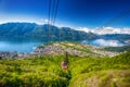 Cable Car leading to Cardada mountain from Locarno, Swiss Alps, Switzerland Royalty Free Stock Photo