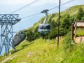 Cable car or lift gondola in peak panorama of Monte Baldo