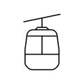 Cable Car Line Icon. Cablecar for Mountain Ski Linear Pictogram. Gondola, Funicular, Cableway, Lift Outline Symbol Royalty Free Stock Photo