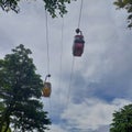 cable car line leading to the departure station, in the beautiful Indonesian mini park area