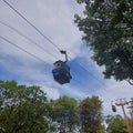 cable car line leading to the departure station, in the beautiful Indonesian mini park area