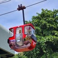 cable car line leading to the departure station, in the beautiful Indonesian mini park area