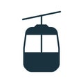 Cable Car for Mountain Ski Silhouette Icon. Gondola, Funicular, Cableway, Lift Glyph Pictogram. Cablecar Symbol. Ropeway