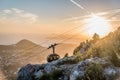 Cable car moving to the summit of Mount Srd, Croatia