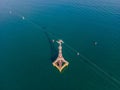 The cable car at Nha Trang beach. Aerial view from drone Royalty Free Stock Photo