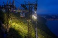 Cable car at night in Hong Kong Ocean Park