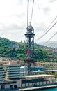 Cable car over the city of Barcelona, timelapse Spain, Catalonia