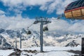 Cable car over ski valley Royalty Free Stock Photo