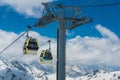 Cable car over ski valley Royalty Free Stock Photo