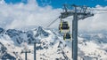 Cable car over ski valley Royalty Free Stock Photo