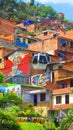 Cable car and grafitti in the slums of medellin, colombia Royalty Free Stock Photo