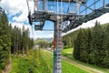 Cable car pillar and Ski lift chairs in resort Jasna in Low Tatras mountains, Slovakia