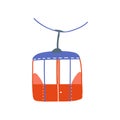 Cable Car, Red Ropeway Cabin Cartoon Vector Illustration