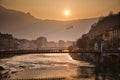 Cable car and river Isere in Grenoble, France