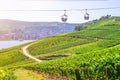 Cable car on rope of cableway from Rudesheim am Rhein town to Roseneck Royalty Free Stock Photo