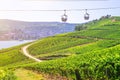 Cable car on rope of cableway from Rudesheim am Rhein town to Roseneck