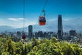 Cable car in San Cristobal hill overlooking on Santiago, Chile Royalty Free Stock Photo