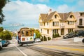 Cable Car in San Francisco climbing up hill, California, USA Royalty Free Stock Photo