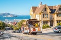 Cable Car in San Francisco climbing up hill, California, USA Royalty Free Stock Photo